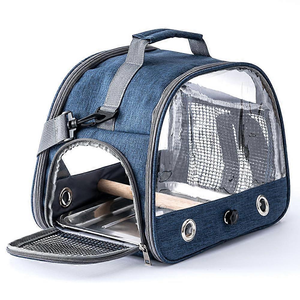 Bird Travel Carrier, Small Bird Backpacks for Parakeet Rabbit Daily Travel (Blue)