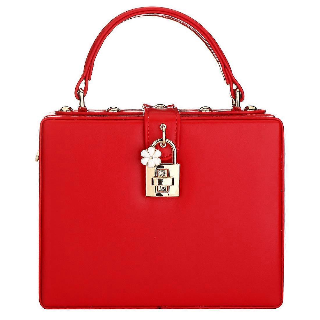 Koreansk stil PU Läder Box Bag Clutch Väska sytråd handväska casual