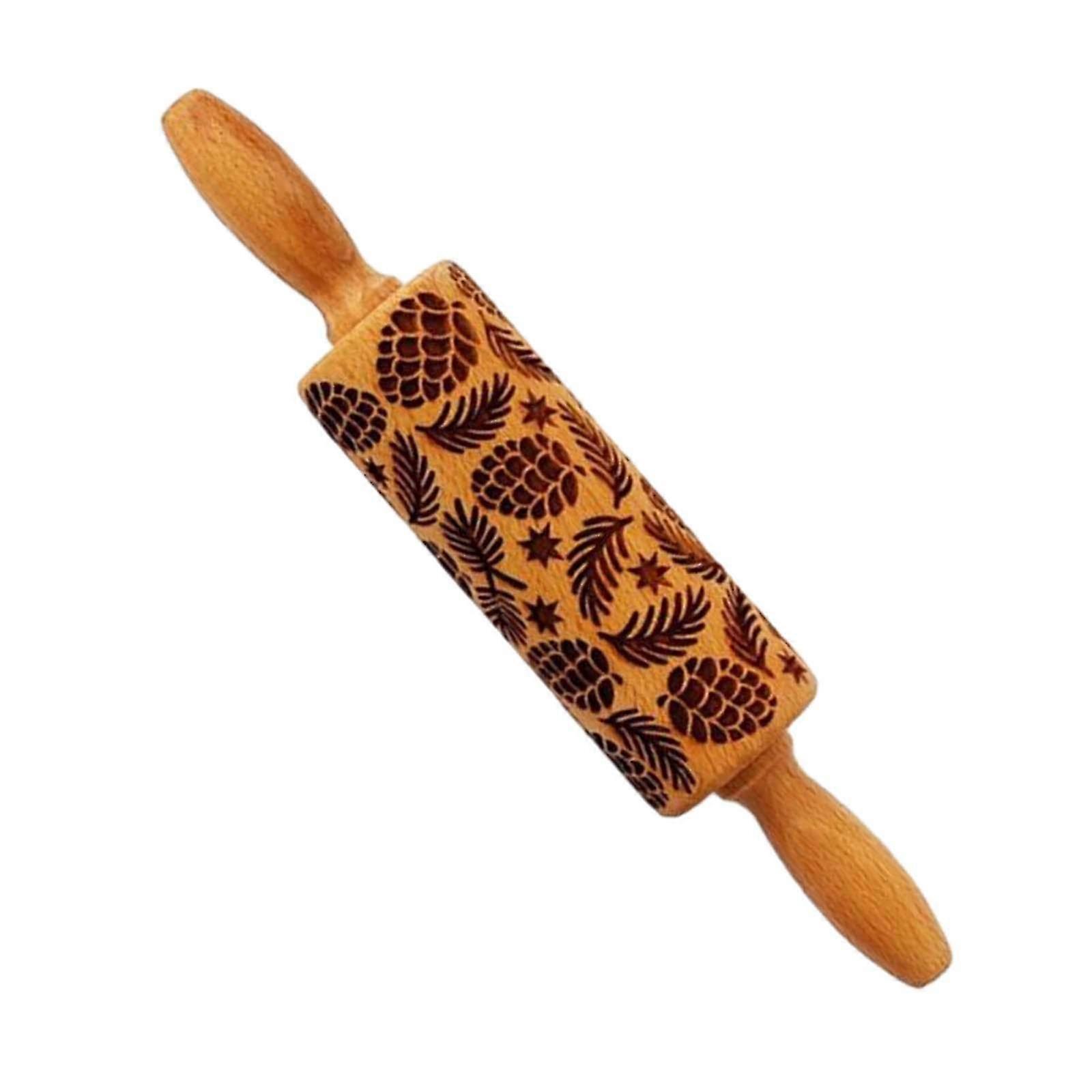 Christmas Embossed Cookie Rolling Pin for Baking Biscuits, Pastry, Fondant Decorating Tool