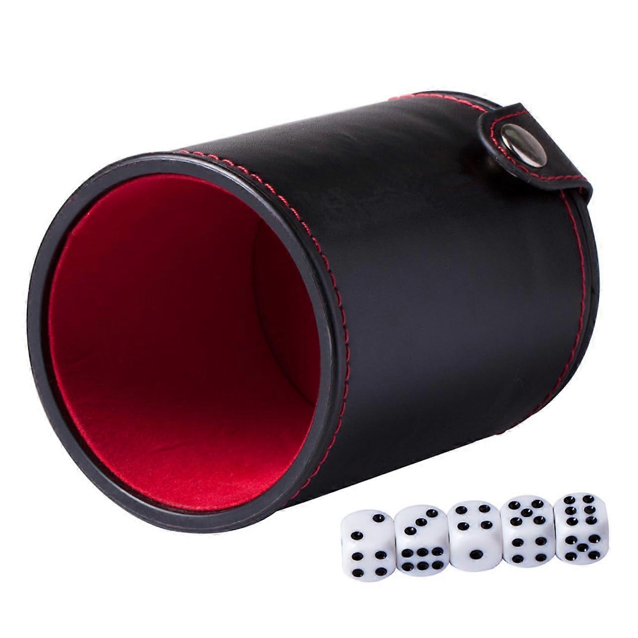 Double-Layer Leather Dice Cup Set with Lid for KTV Bar Pub, PU Dice Storage, 2 Cups, Durable and Stylish Design