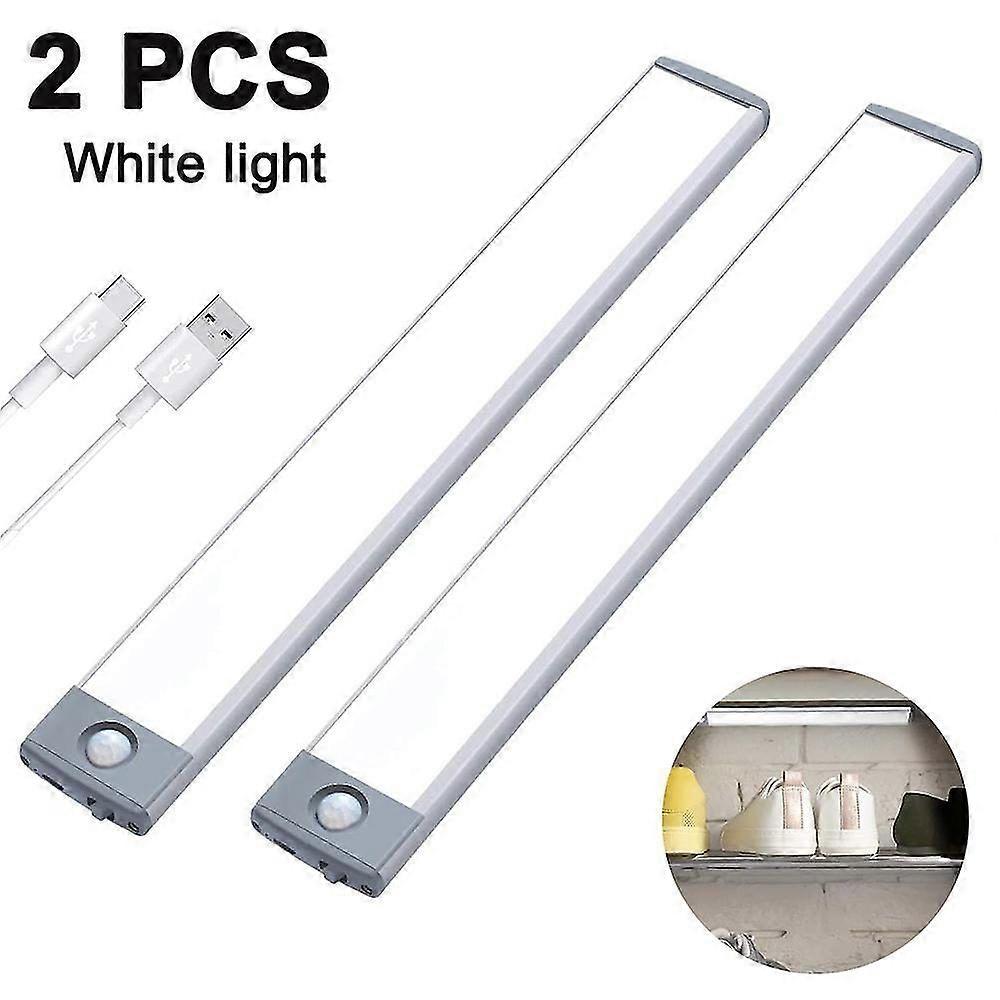 Wireless Rechargeable Motion Sensor Under Cabinet Lights - 2 Pack, USB Charging, Warm & White Light Options