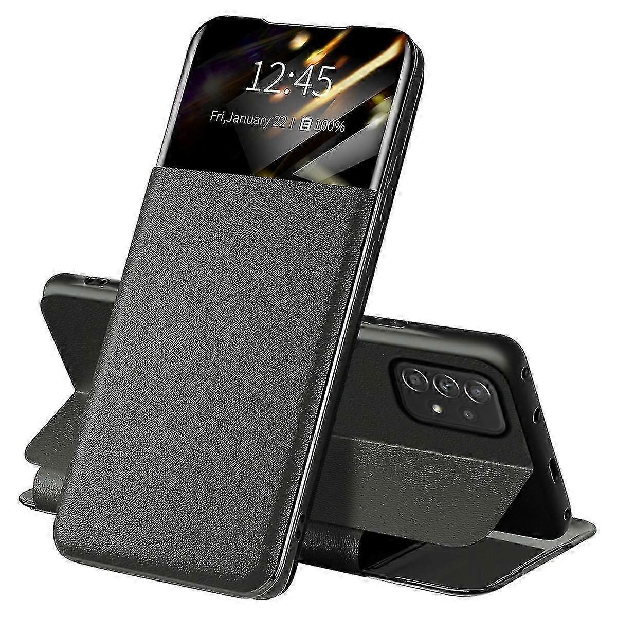 For  Galaxy A52 4G/5G/A52s 5G View Window Drop-proof Leather Phone Case with Card Holder Stand