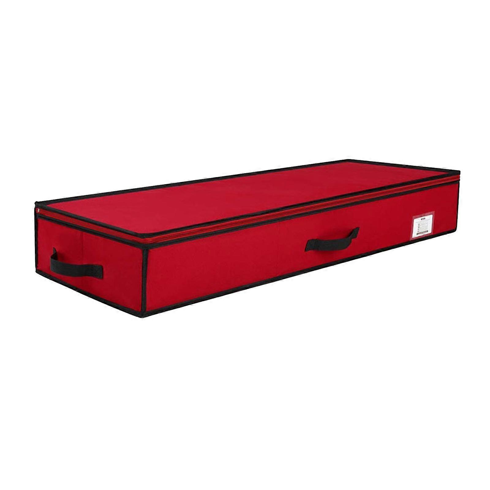 Xmas Storage Box Red Canvas Large Capacity Durable Handle for Adults Family