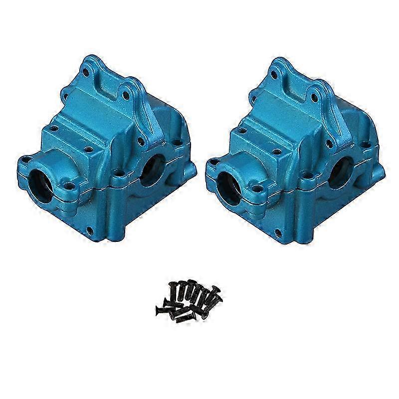 1/14 HSP 144001 RCカーアップグレードスペアパーツ用2個のメタルトランスミッションケース&ロアカバー(ブルー)