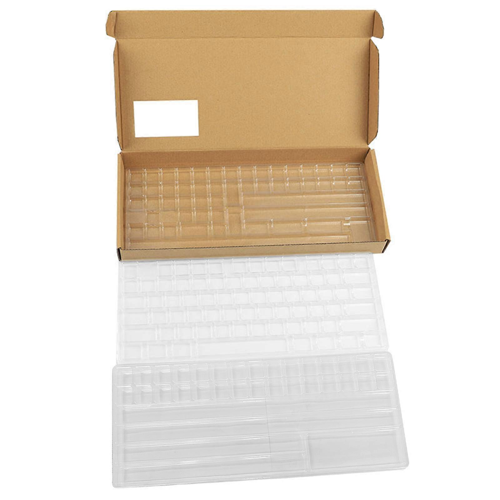 Keycap Storage Box 3 Layers Dustproof Transparent Cover with Dividers Keycap Collection Keyboard Organizer Set Multicolor