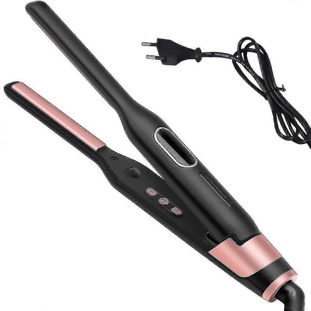 0,3" Titanium Mini Flat Iron for Kort Hår & Pixie Cuts, Justerbar Temp & Dual Voltage Rettetang