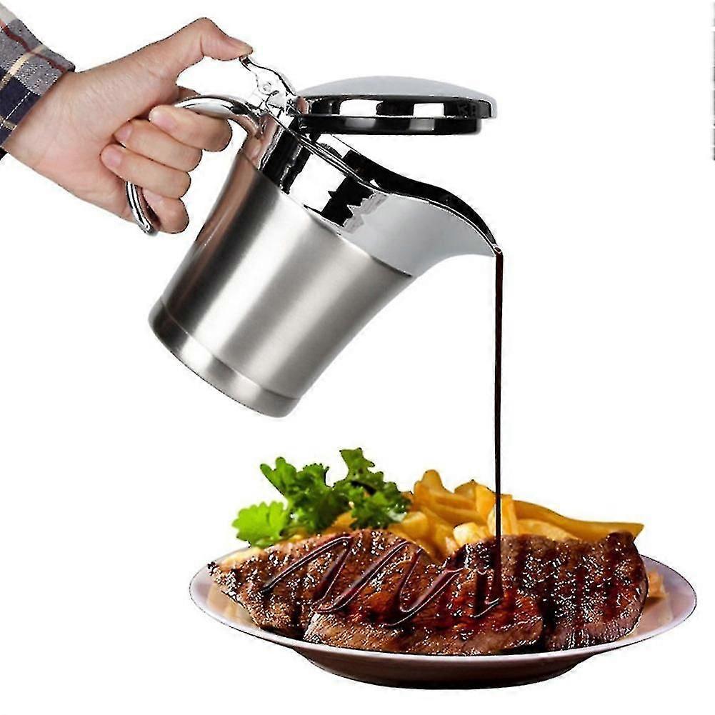 Pichet à sauce isolé à double paroi en acier inoxydable avec couvercle