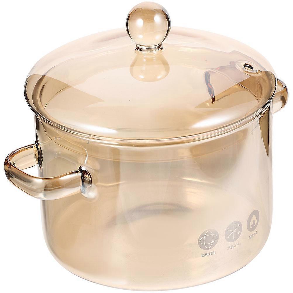 Heat Resistant High Borosilicate Glass Stew Pot with Cover – Portable Double Handle Cooking Pot for Soup, Noodles, Rice – Ideal for Home and