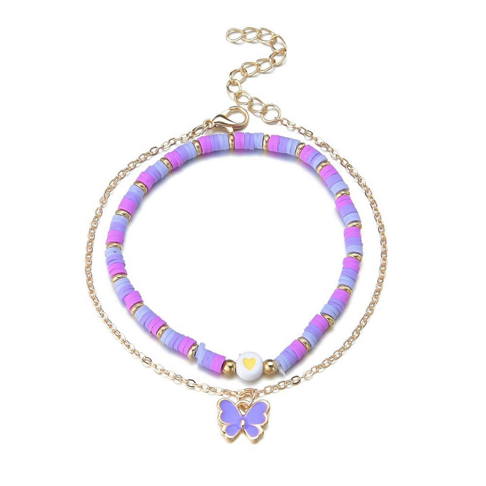 2PCS Stackable Elastic Beaded Anklets Fade-Resistant and Hypo-allergenic Elegant