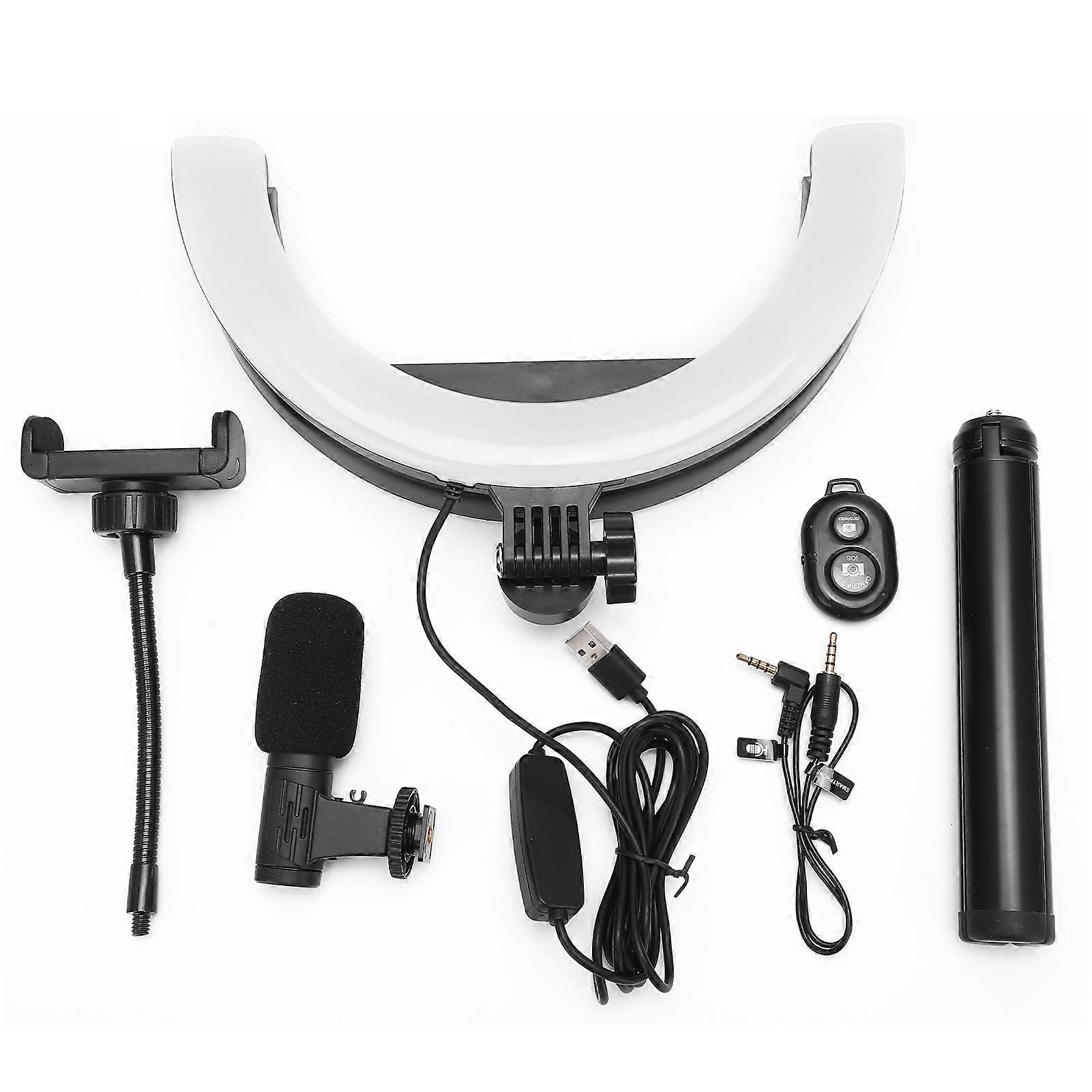 Portable Cellphone Live Streaming Set with Adjustable Selfie Ring Light & Microphone