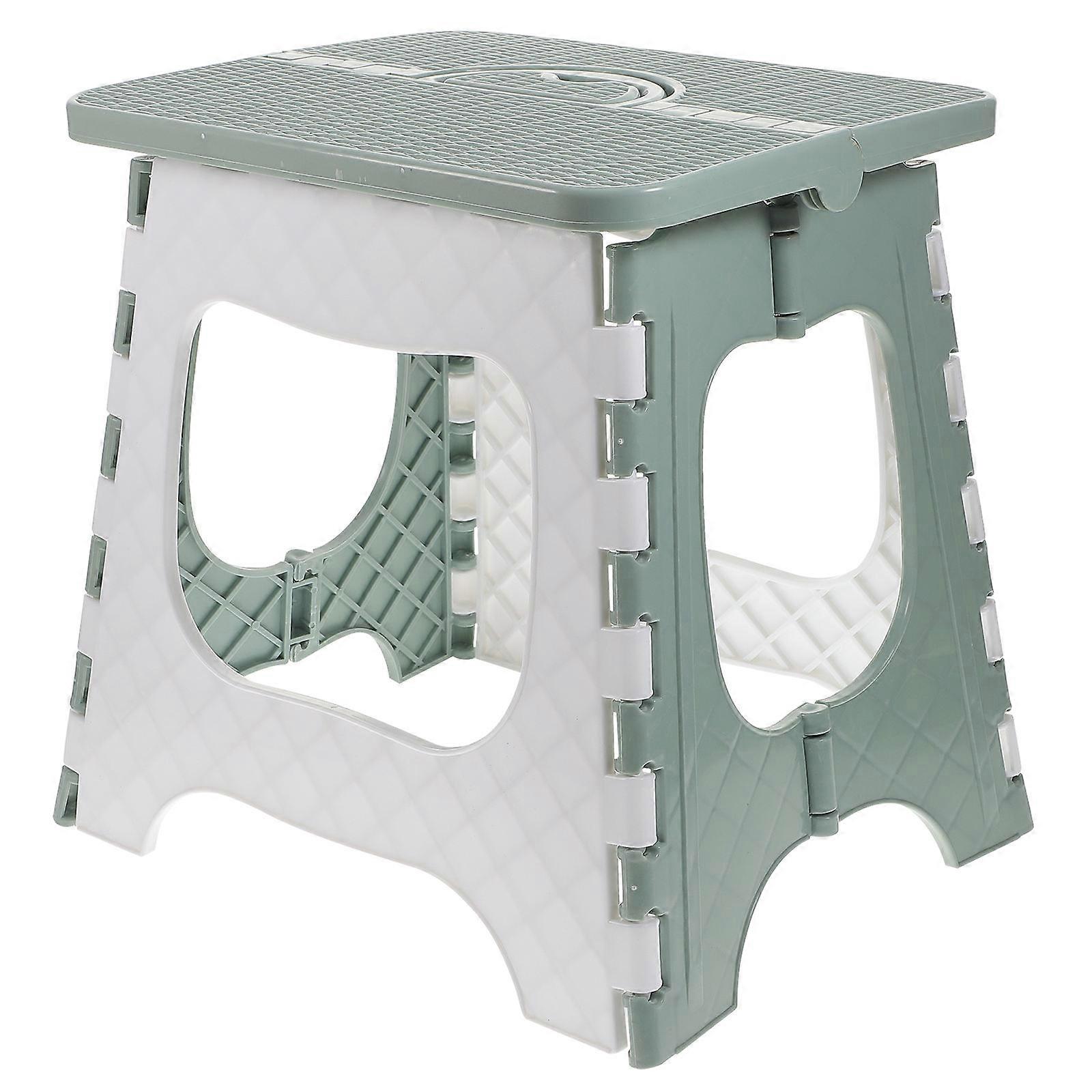 Sturdy Lightweight Folding Stool for Home and Outdoor Use – Ergonomic Design, Skid Resistant Foot Pads, Space Saving Foldable Green Plastic Footstool