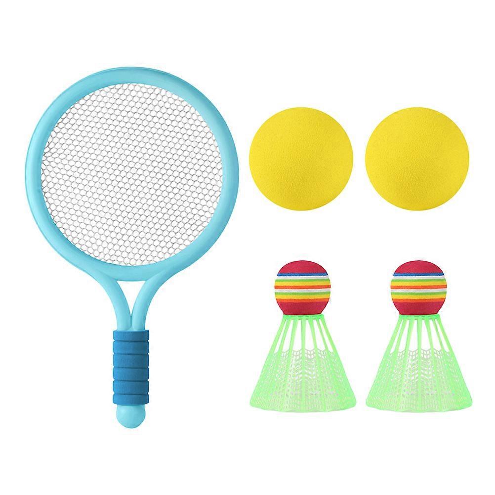 Badminton & Tennis Racket Set with Balls – Blue Outdoor Sports Set for Family Fun & Games