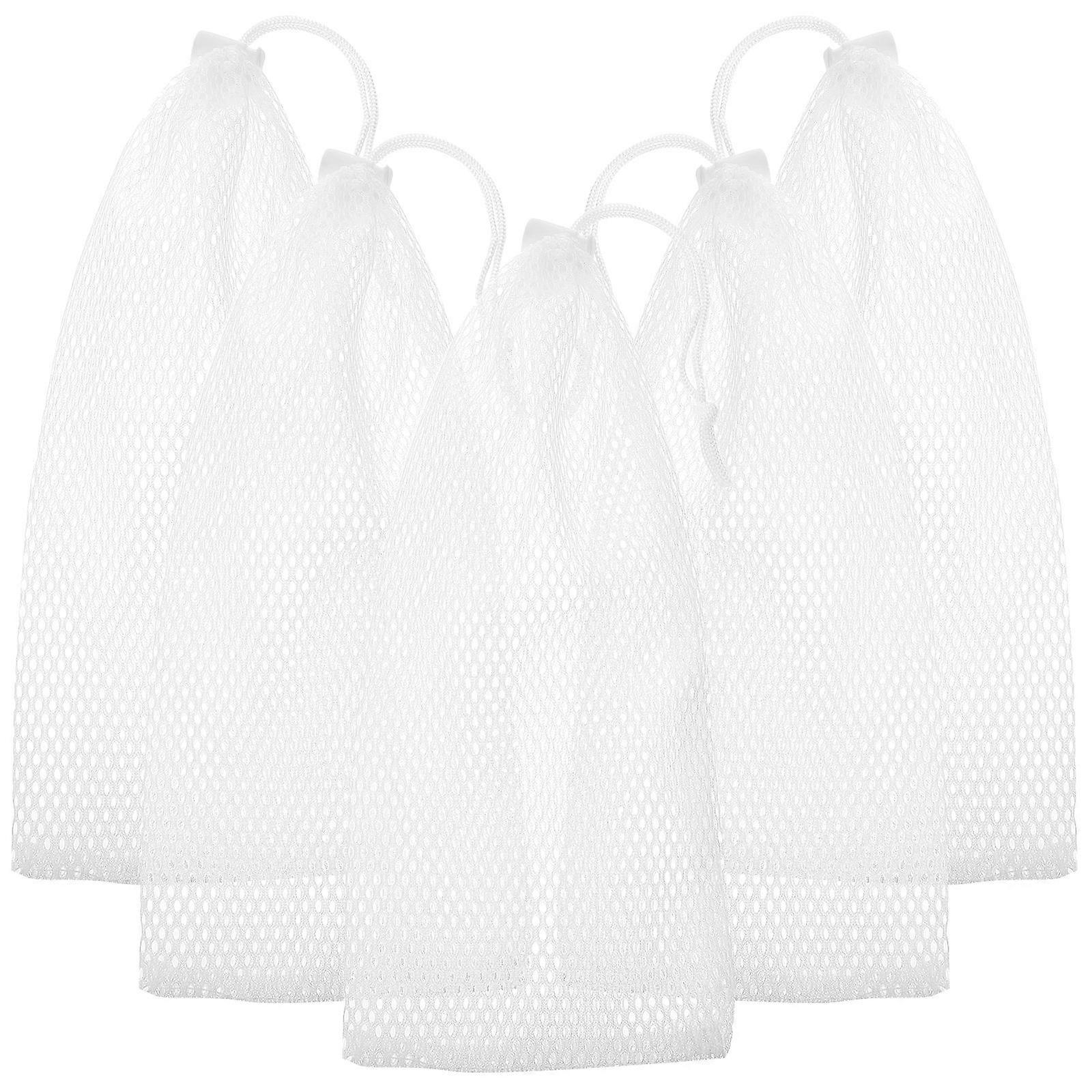 5pcs Polyester Bird Feeder Mesh Drawstring Bags Soft Hexagonal Net For Outdoor Wild Birds Feeding Easy Clean Reusable Finch Sock Feeder