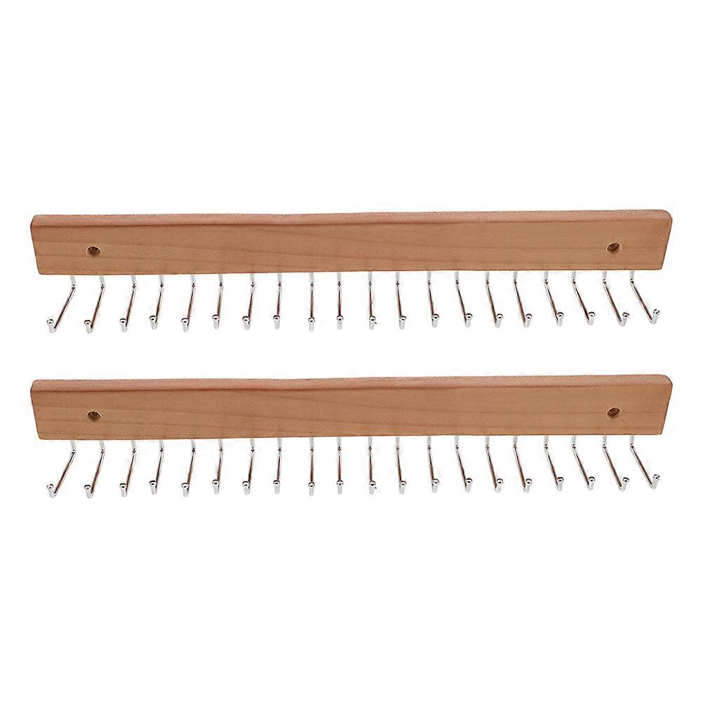 Wooden Wall Mount Tie and Belt Organizer – Space Saving Closet Rack with Hooks for Necktie and Belt Storage, Easy Install & Sturdy Design for Bedroom