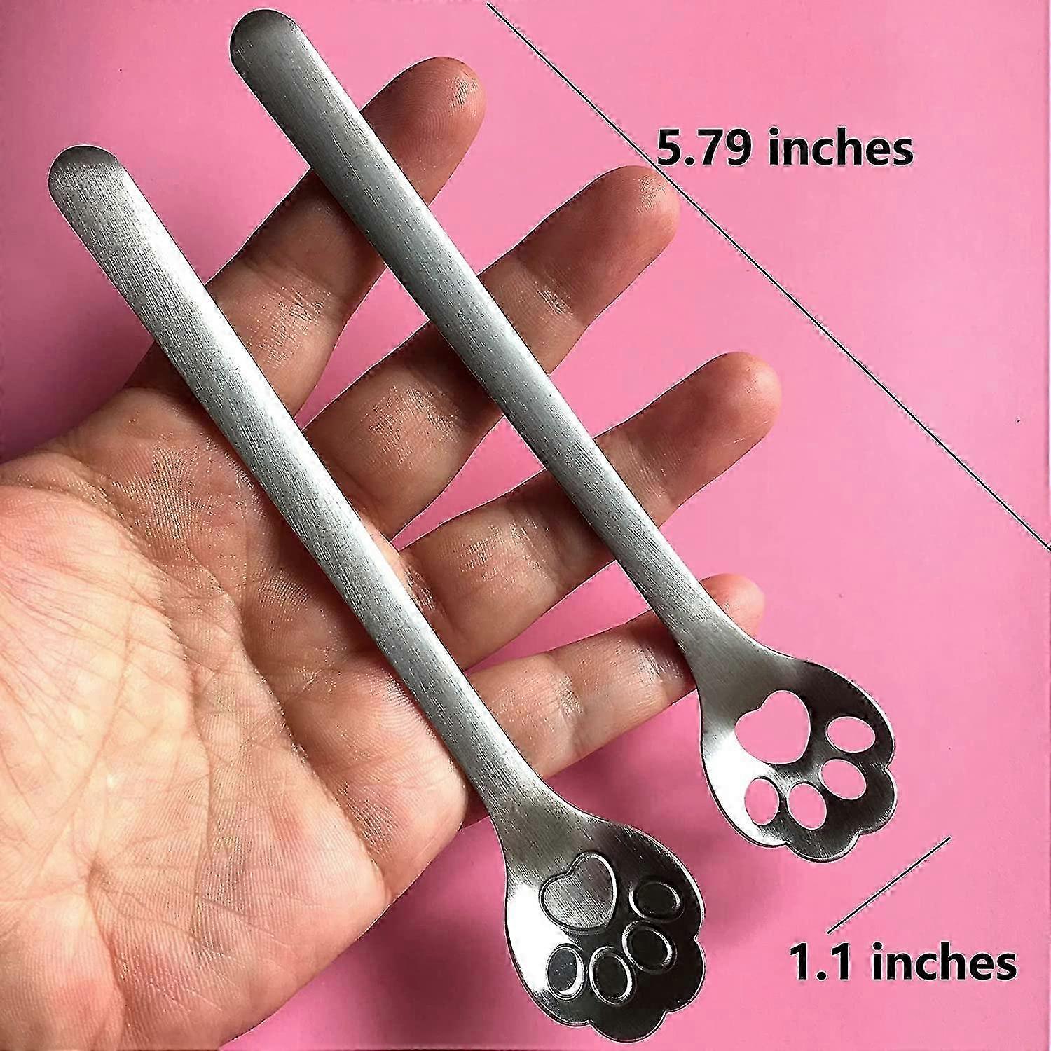 8 pezzi in acciaio inox artiglio di gatto cucchiai per caffè, dessert, gelato, 5.9" argento