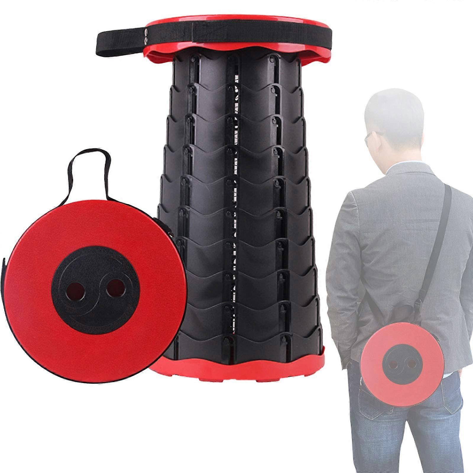Telescopic Stool, Foldable Retractable Fishing Stool, 400 kg, Camping Seat, Upgrade, Strong,, Red