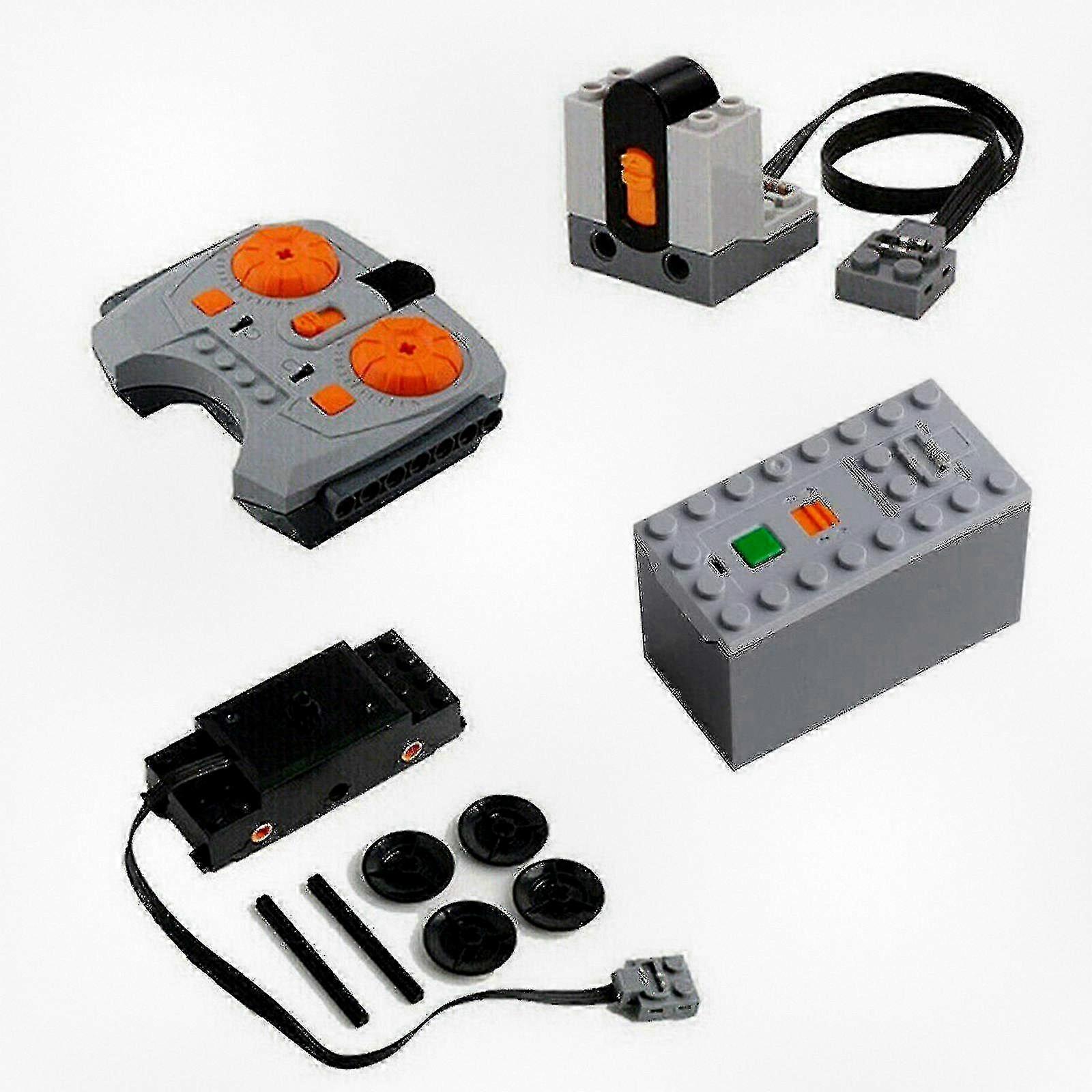 4pcs Technic Power Functions Train Motor & Receiver Remote Control Bundle Compatible with LEGO Battery Box