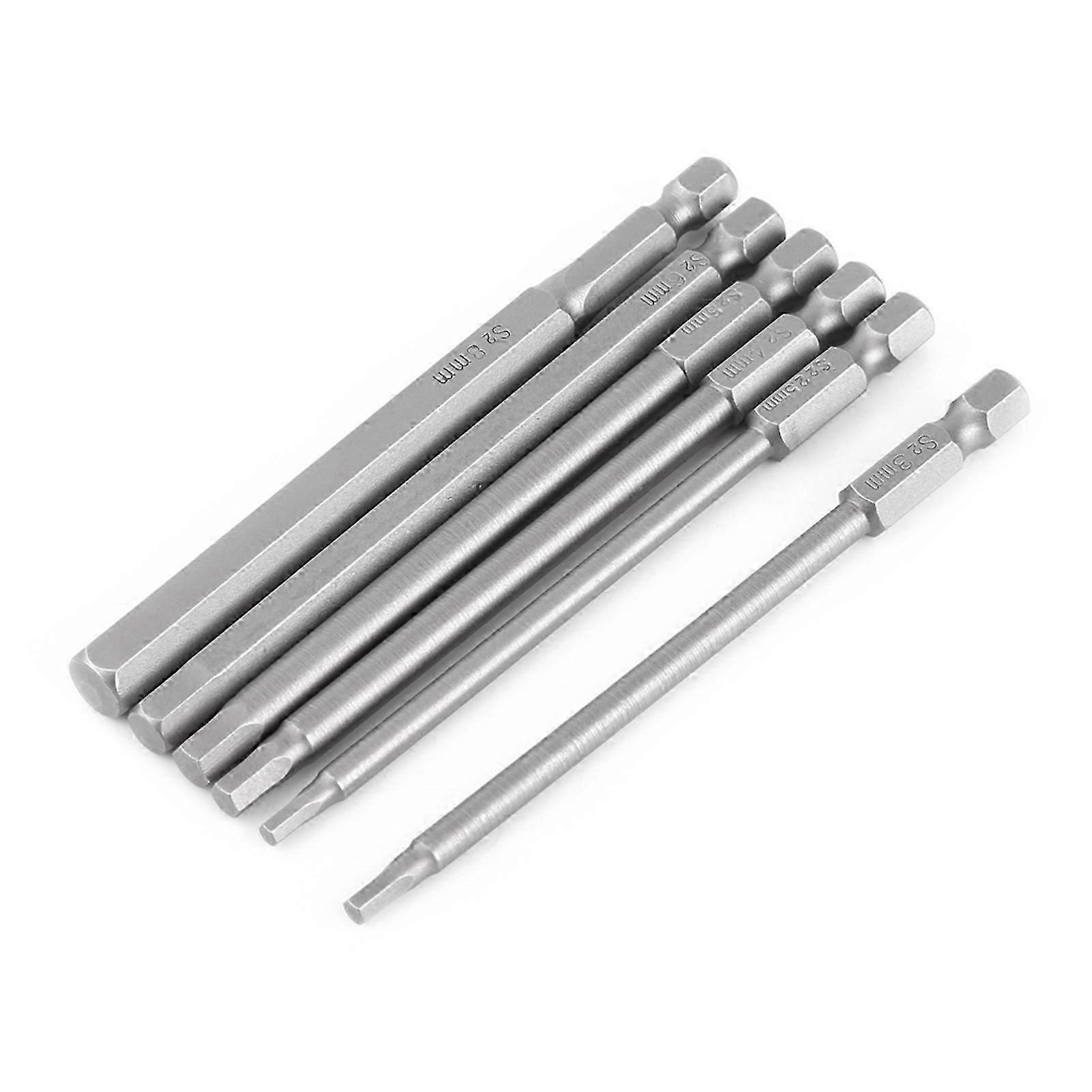 6pcs 100mm Magnetic Hex Screwdriver Bit Set with 1/4" Hex Shank