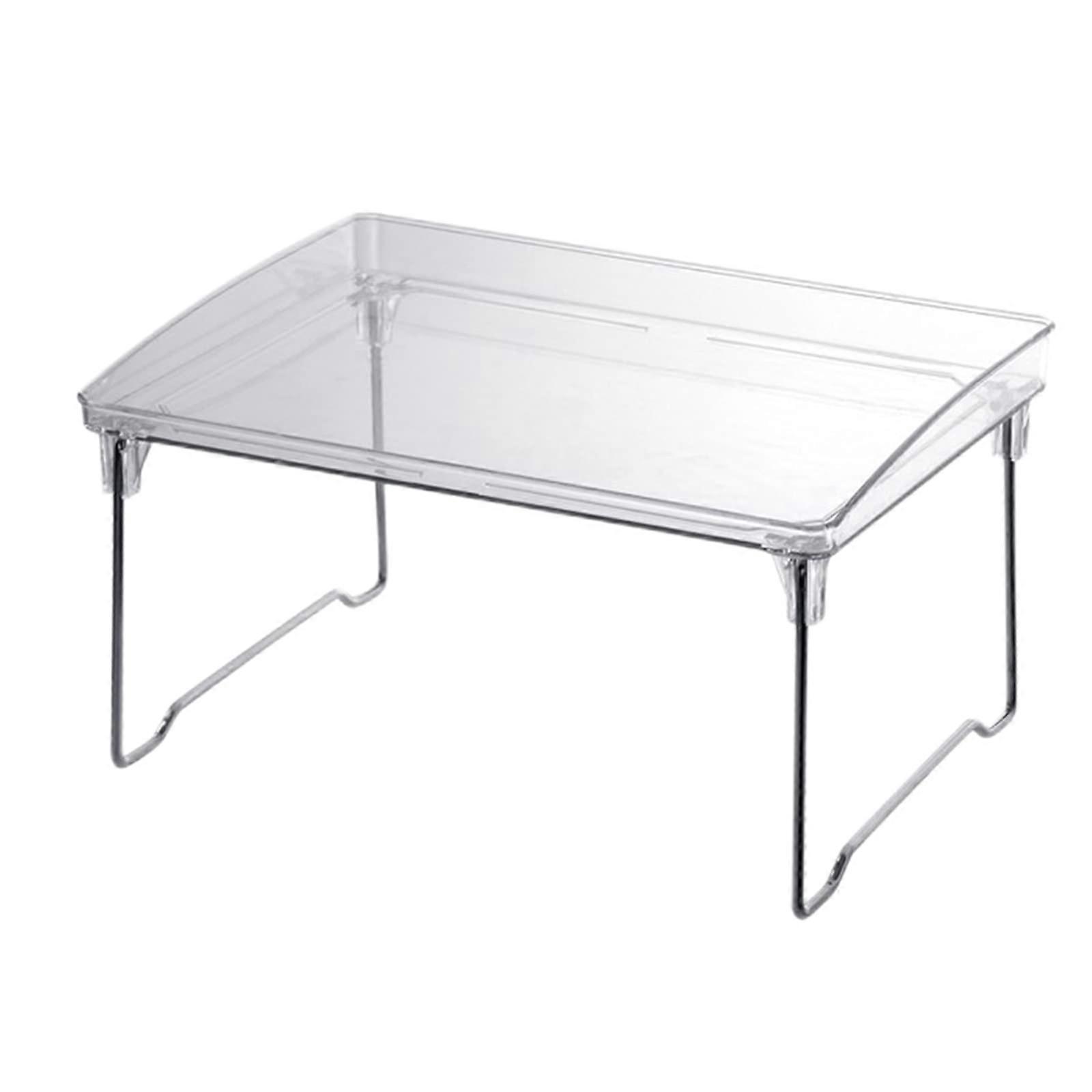 Kitchen Shelf with Folding Metal Legs, Transparent Plate Rack for Worktop and Kitchen Cabinets, Sturdy and Space-Saving Design