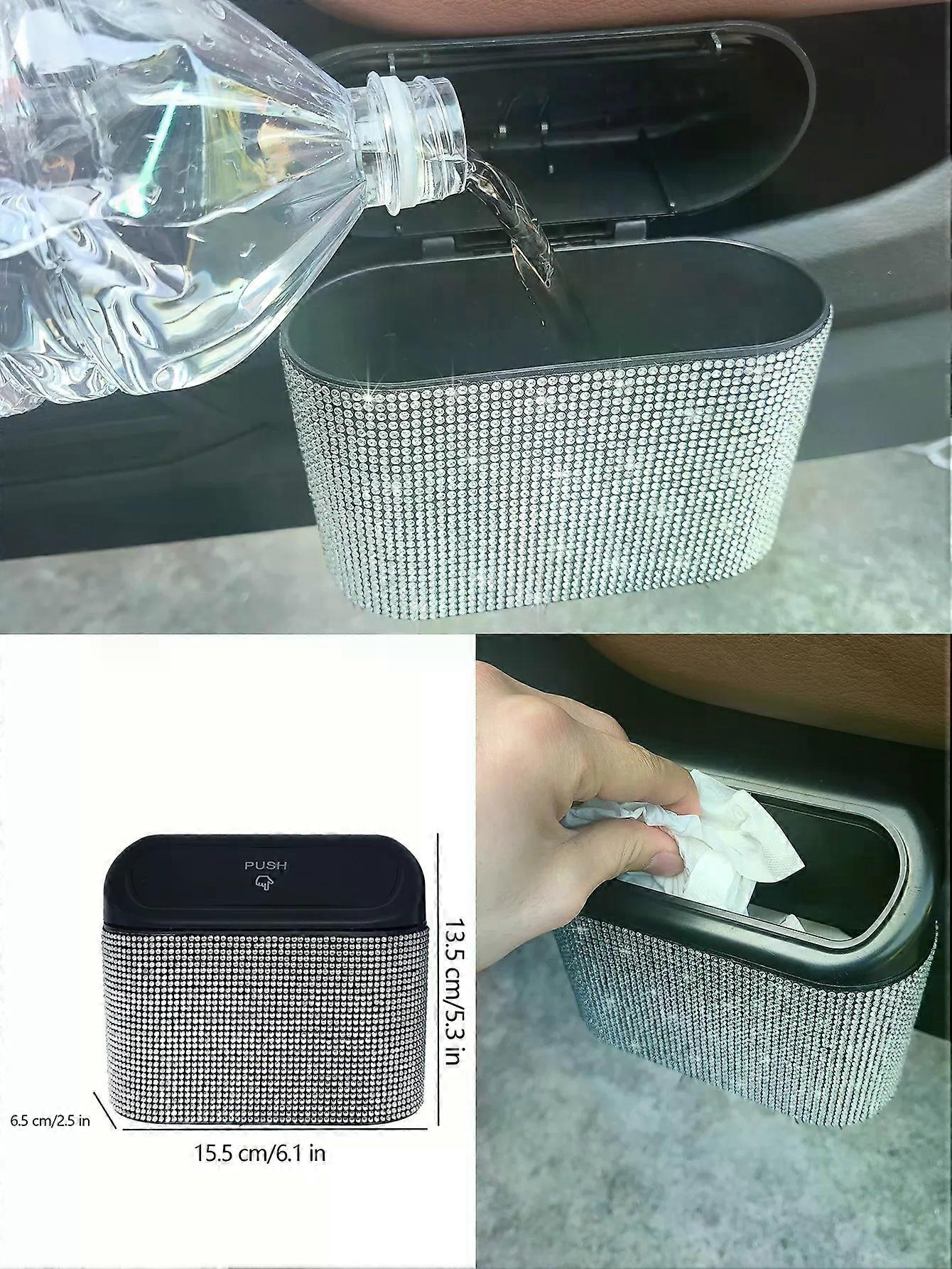 Bing black car trash can with rhinestones