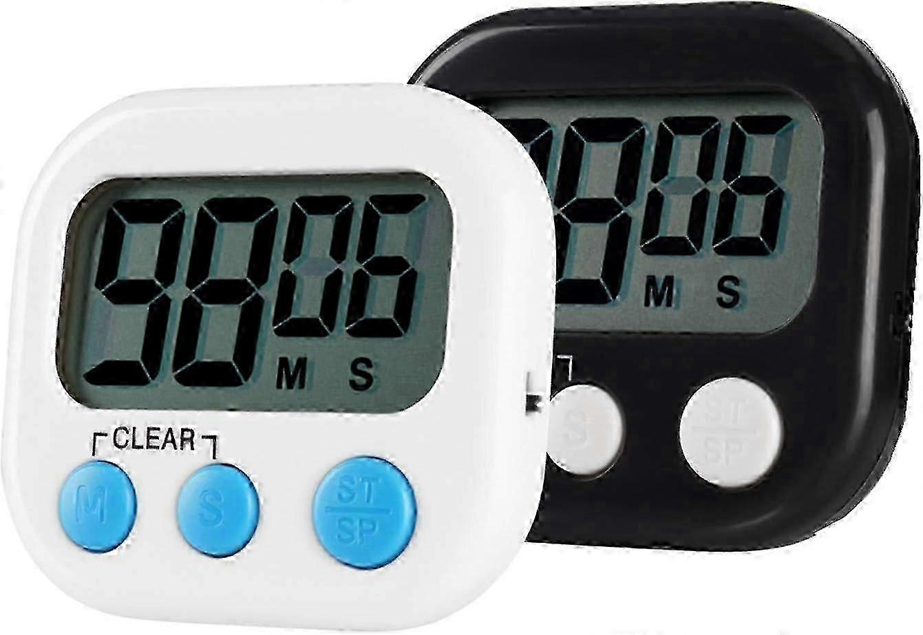 2 Digital Kitchen Timer Timer with Digital Clock Function, Quick Setting, Custom Mode, Strong Magnet hwy