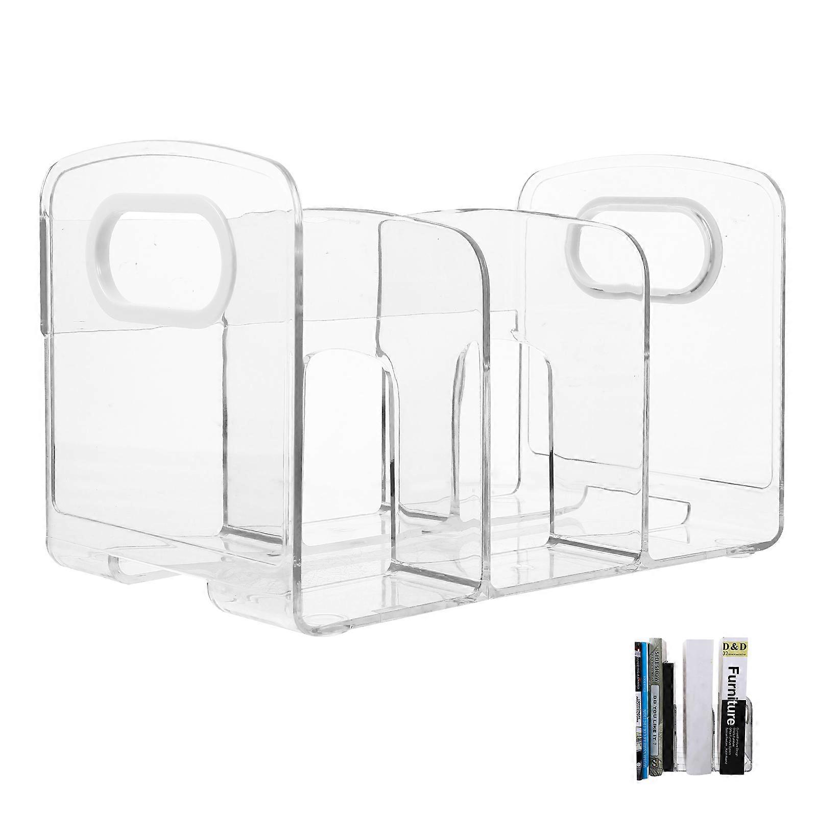 Transparent Book Organizer Compartment Holder for Office, Home Library & Study Room – Stylish Desktop File Stand for Neat Shelves