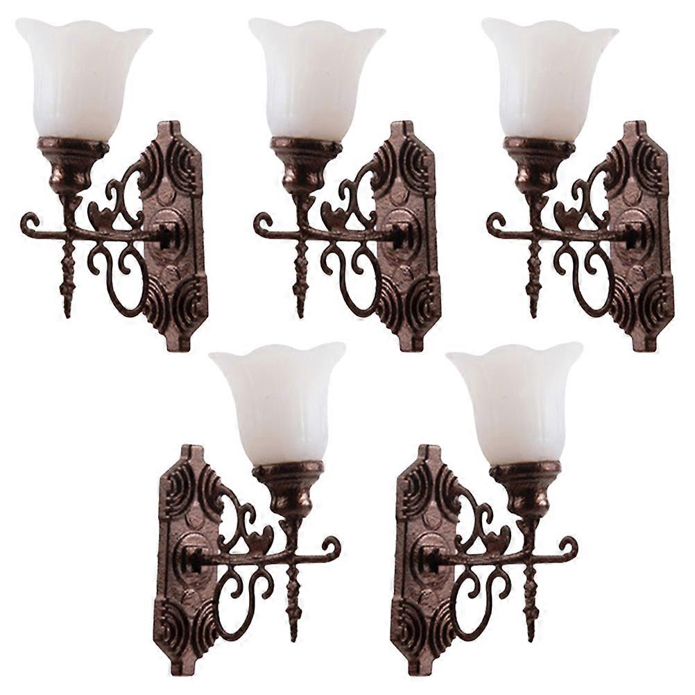Mini Led Light Miniature Wall Lamps For Model Decoration Collectors Dark Red 5Pcs