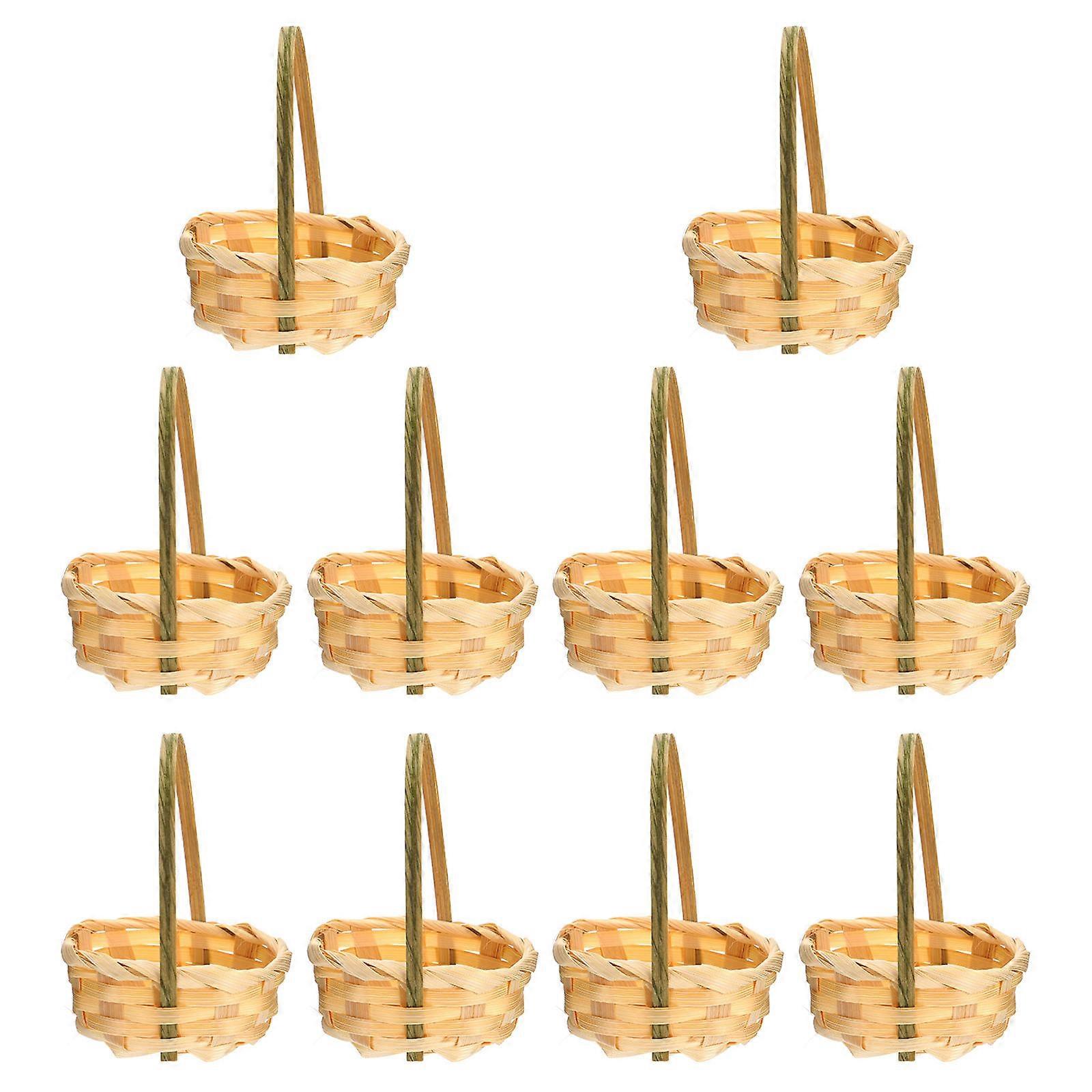 Khaki Woven Baskets Bamboo Multi-Functional Storage 10Pcs