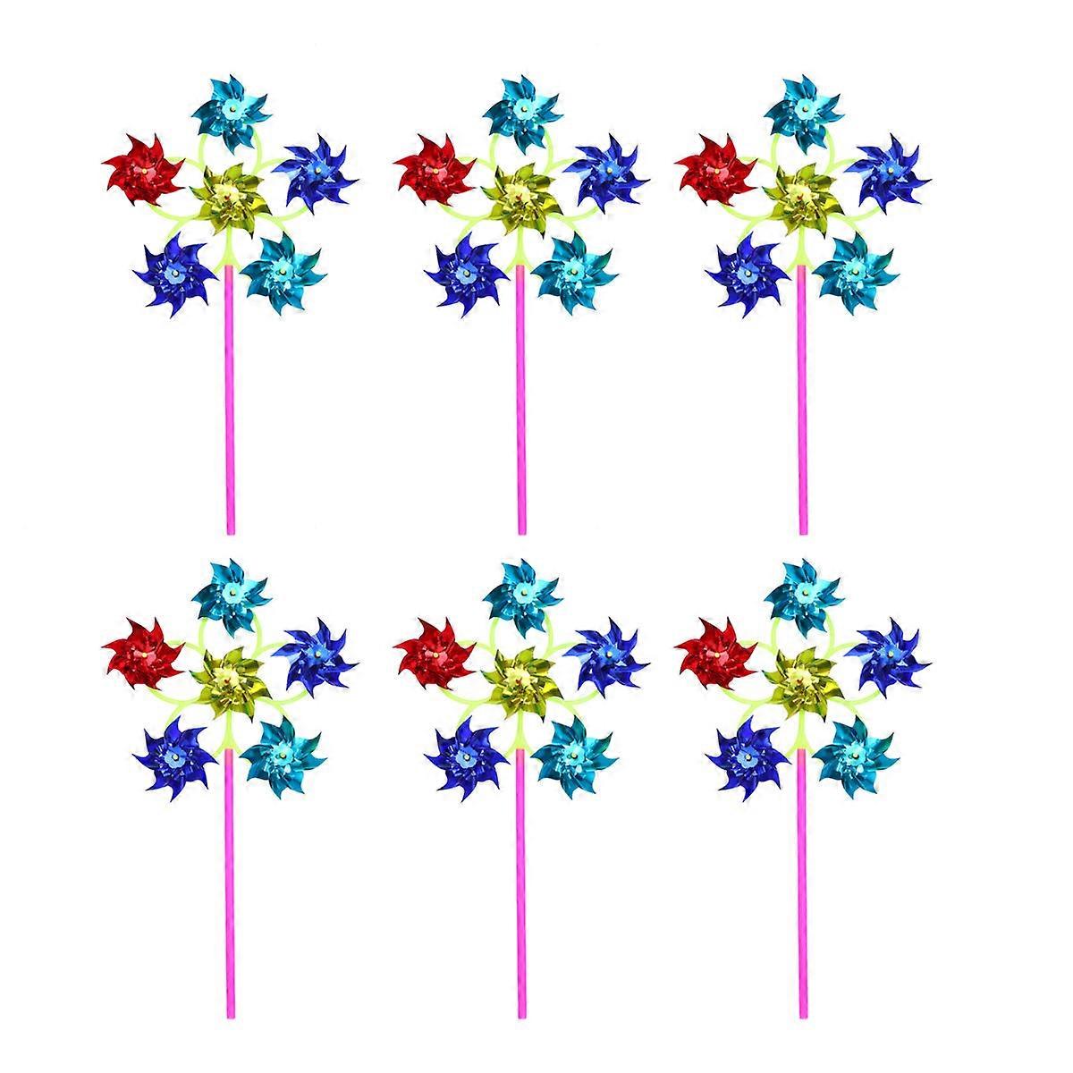 Windmill Toy For Kids Colorful Plastic Sequined in Wind Garden Decorative 6Pcs