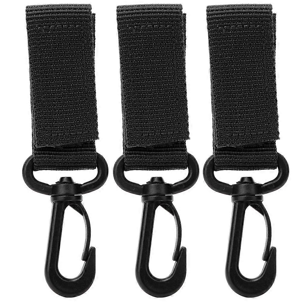 Lot de 3 crochets de ceinture et porte-clés rotatifs à 360 degrés pour fournitures d'extérieur, noir