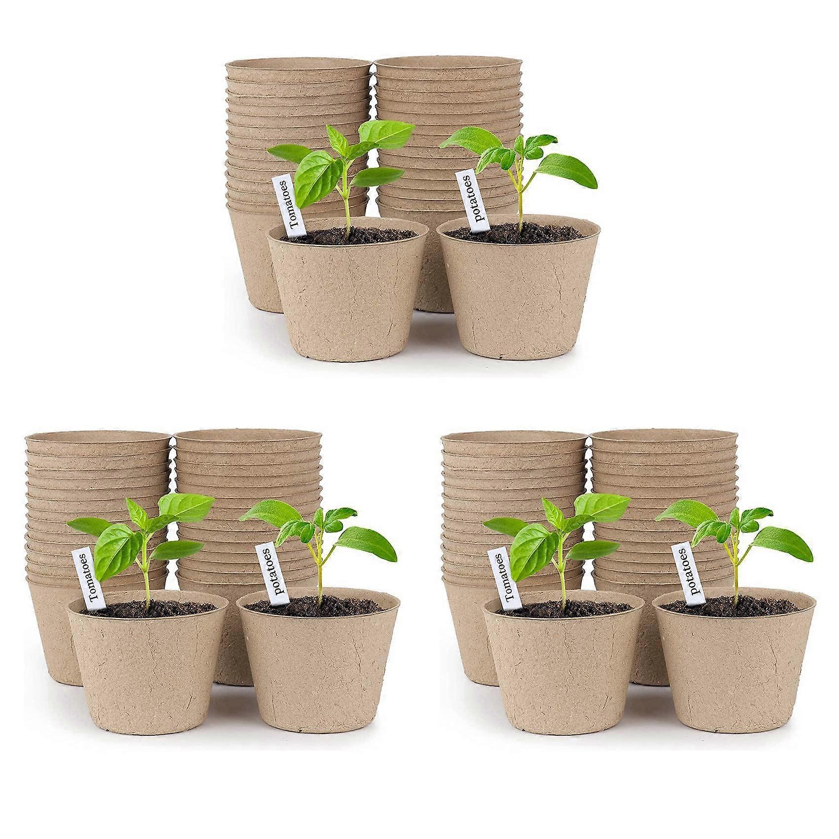 Peat Pots, 90 Pieces 3 Seed Start Pots, Round Tree School Pot, Biodegradable Plant Pots with Bonus 60 Plant Labels Ref: 2310