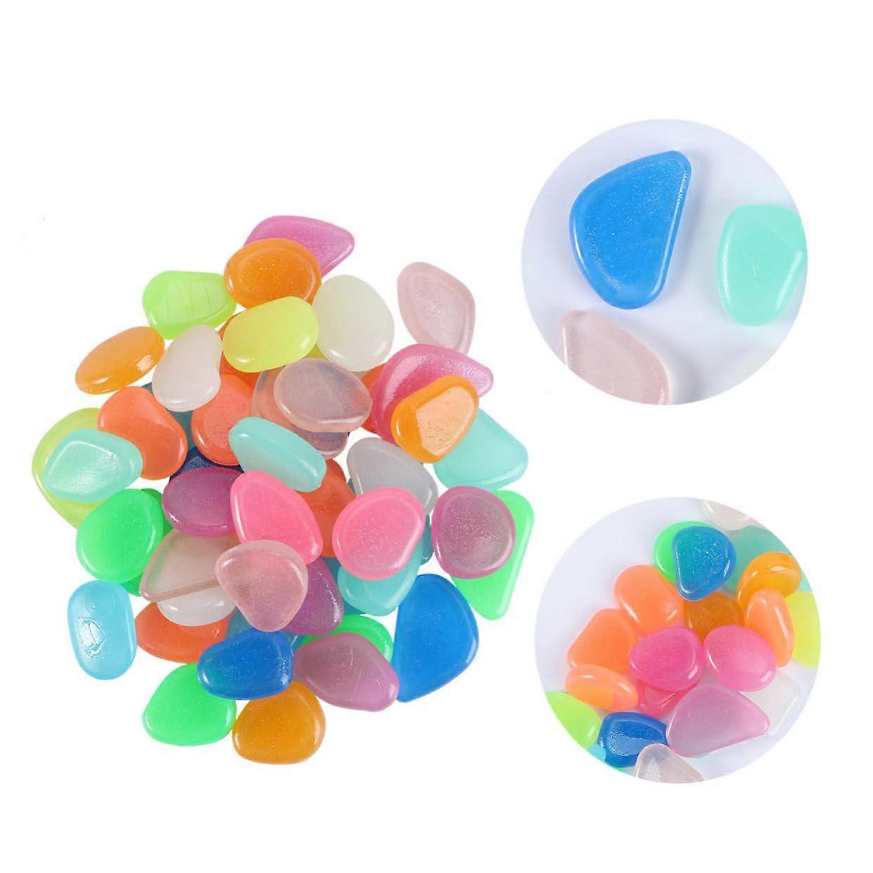 Luminous Resin Rubbles for Aquarium and Garden, Fluorescent Decorative Stones, Mixed Colors, Durable and Long-Lasting