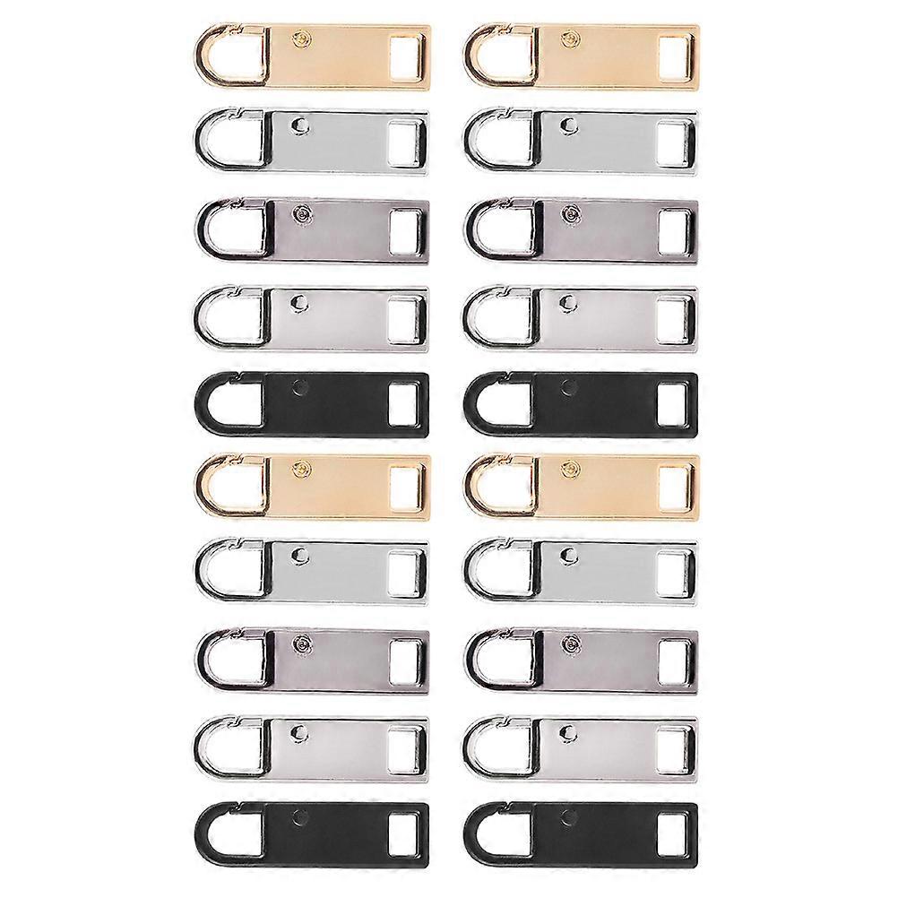 Metal Zipper Pulls Replacement for Damaged Zippers Detachable Accessory Assorted Color 0.86x3cm 20Pcs