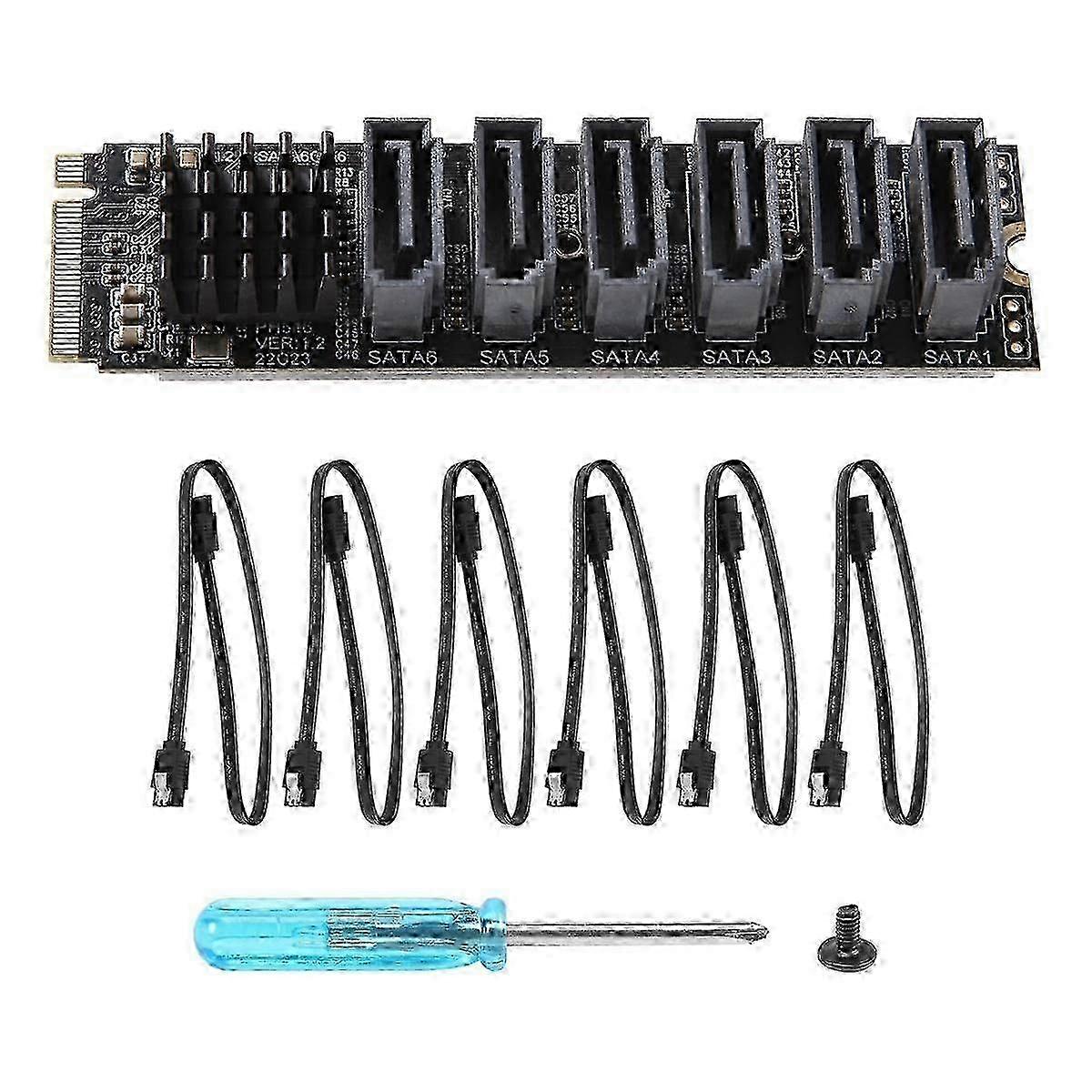 PCIe to SATA 6Gbps 6-Port Expansion Card with SATA Cable for M.2 NVMe to SATA3.0