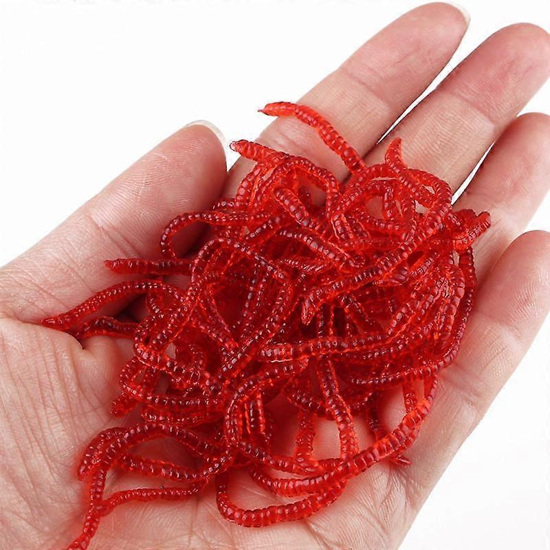 Plastic 60 Pcs/lot 12.5cm Smell Red Worm Lures Soft Bait Worms Fishing Takcle Grub Fish Toys
