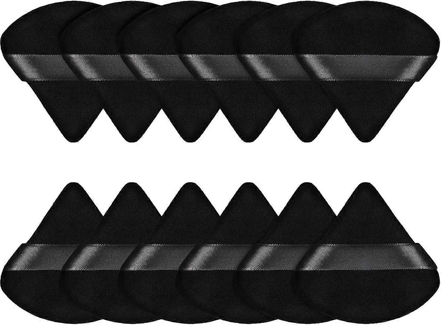 12 Large Triangular Makeup Puffs for Loose Powder, Soft Sponges