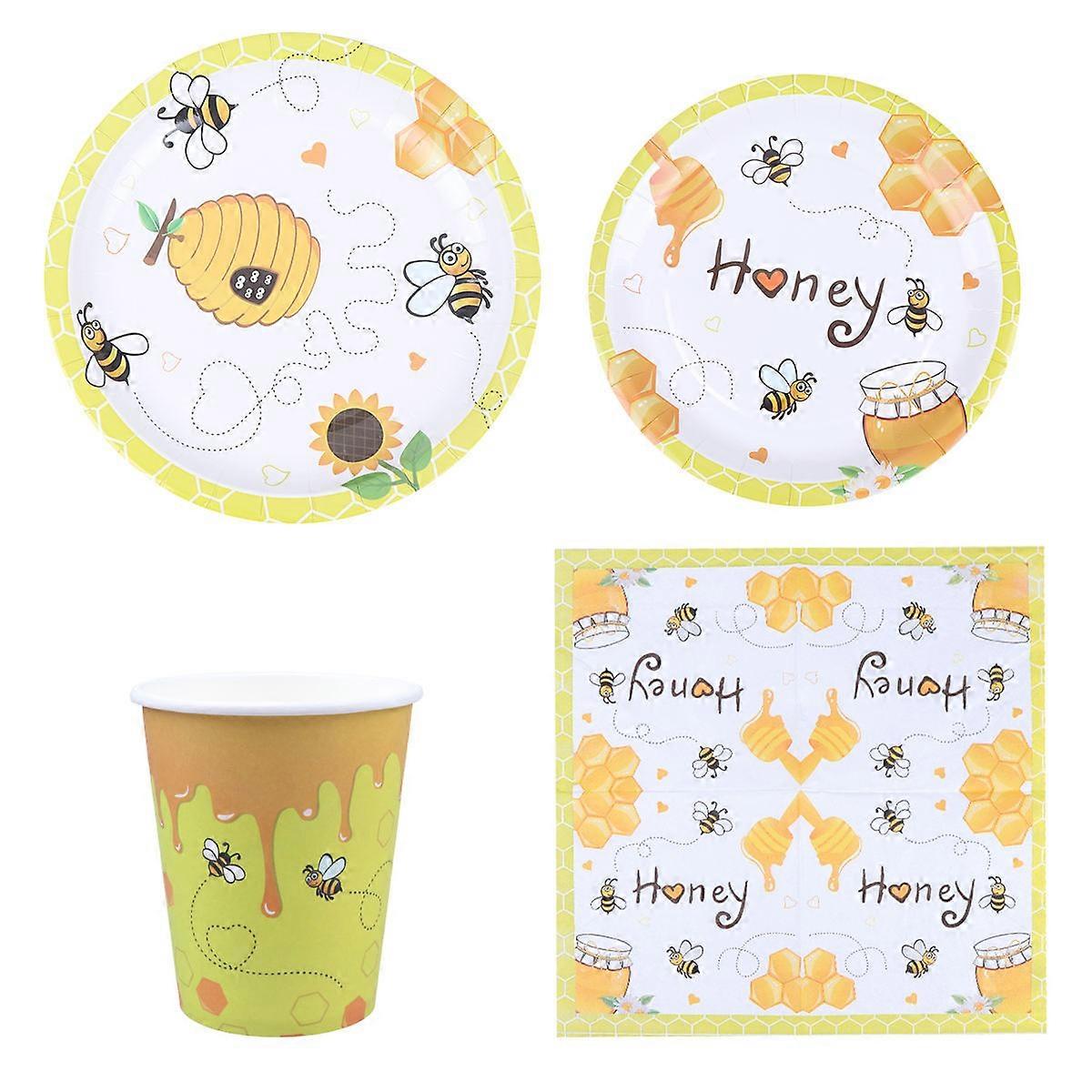 Lovely Bee Dinnerware Baby Shower Assorted Color 44Pcs