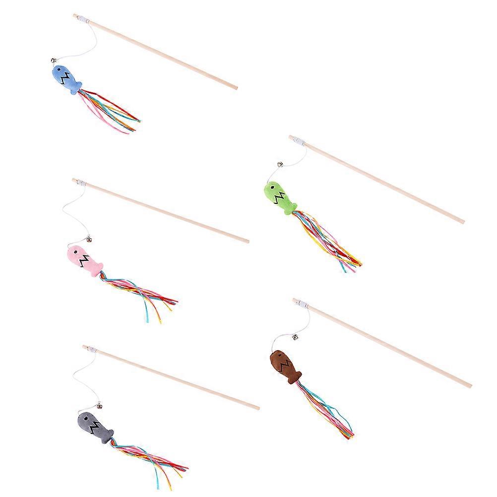 Interactive Teaser for Cats Plush Wood 5Pcs