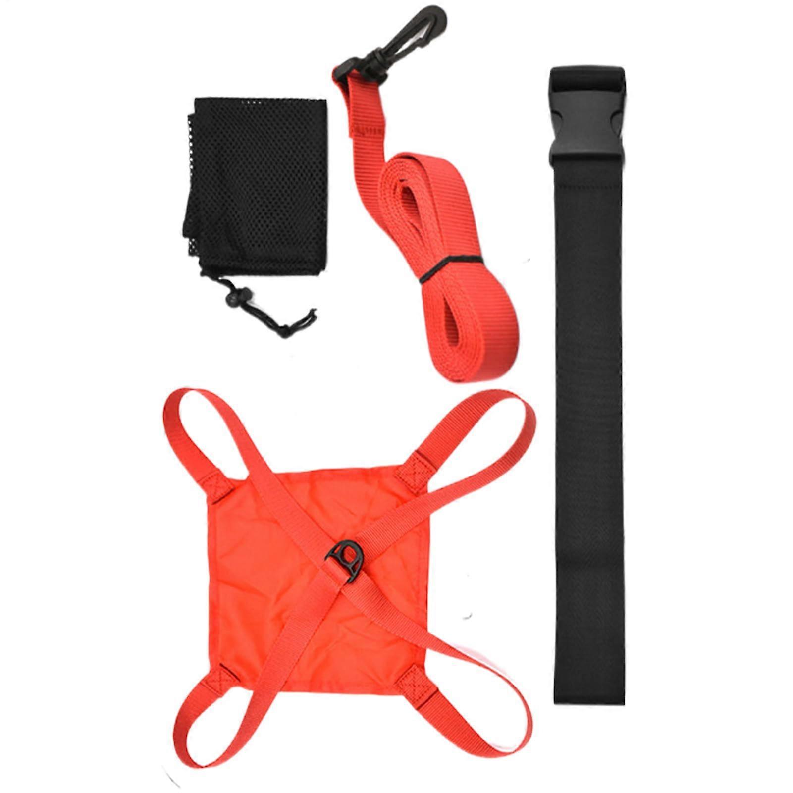 Swim Parachute Resistance Training Belt | Adjustable Swim Bungee Harness for Men & Women | Red 40 Size with Strength Improvement Features