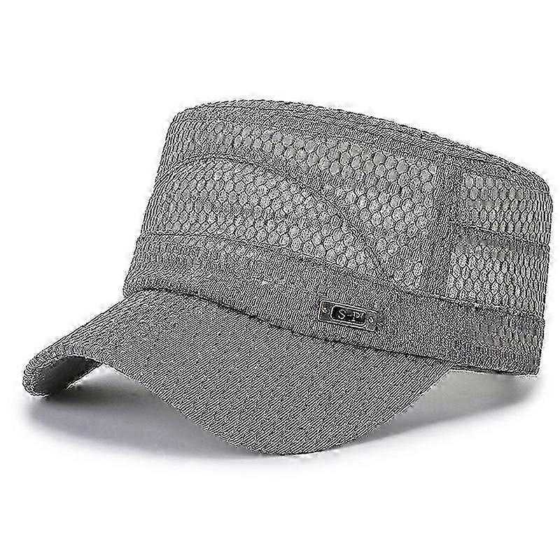 Adjustable Breathable Full Mesh Flat Hat Beach Sun Hat Outdoor Sun Hat (grey)