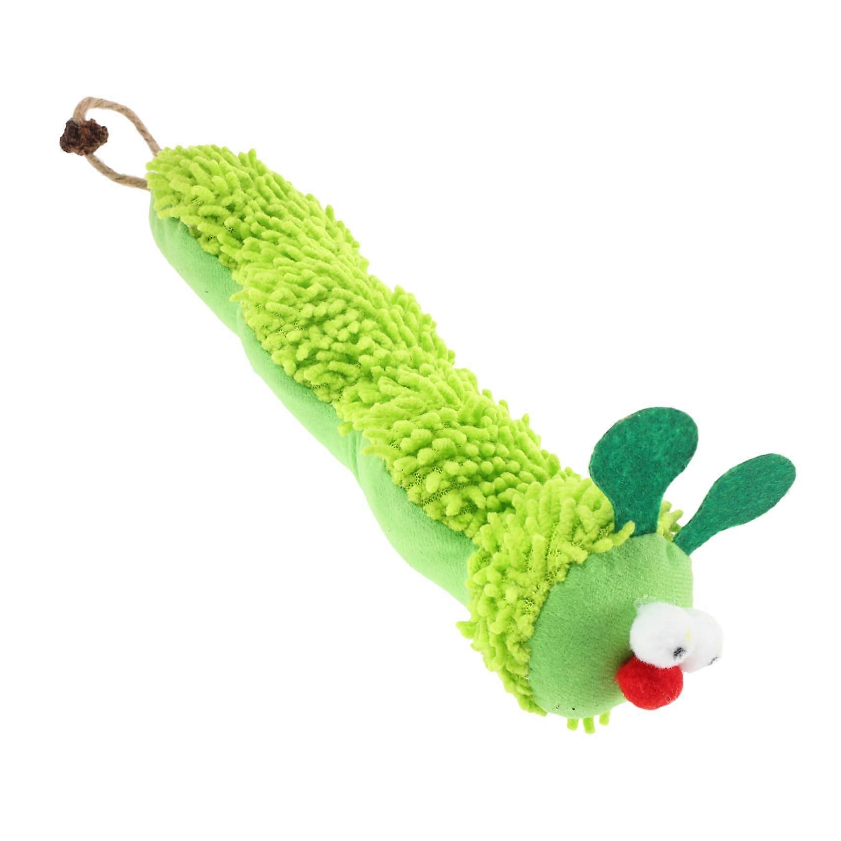 Catnip Plush Stuffed Cat Interactive Cat Toy Interactive Caterpillar Pet Pillow Indoor Toy Cat Light Green