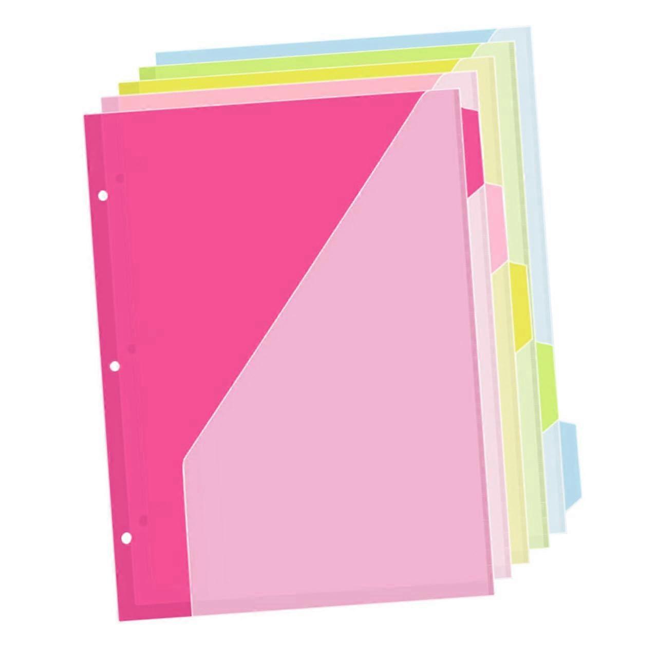 5Pack Pastel Folder Dividers with Pockets and Tabs, Plastic File Folder with Pockets, Polypropylene Pocket Dividers.
