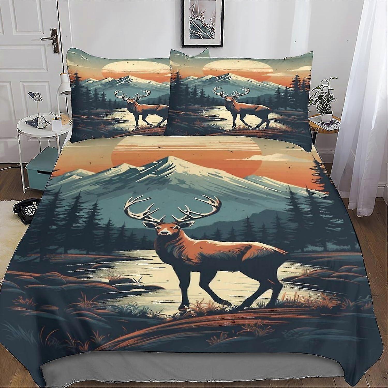3D Wildlife Duvet Cover Bedding Set with Pillowcases, Soft Microfiber Quilt Cover with Zipper Closure, 3 Piece Set