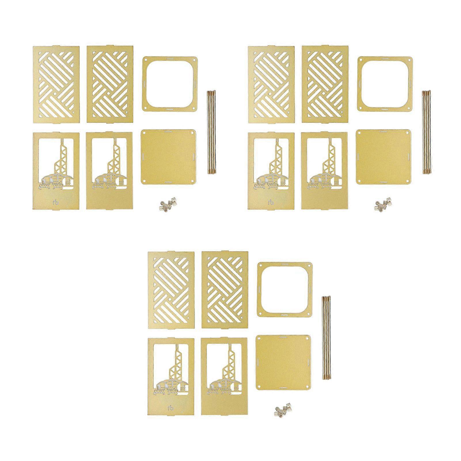 2025 Latest Model  3set Pen Holder Golden Appearance Electroplating Quadrate