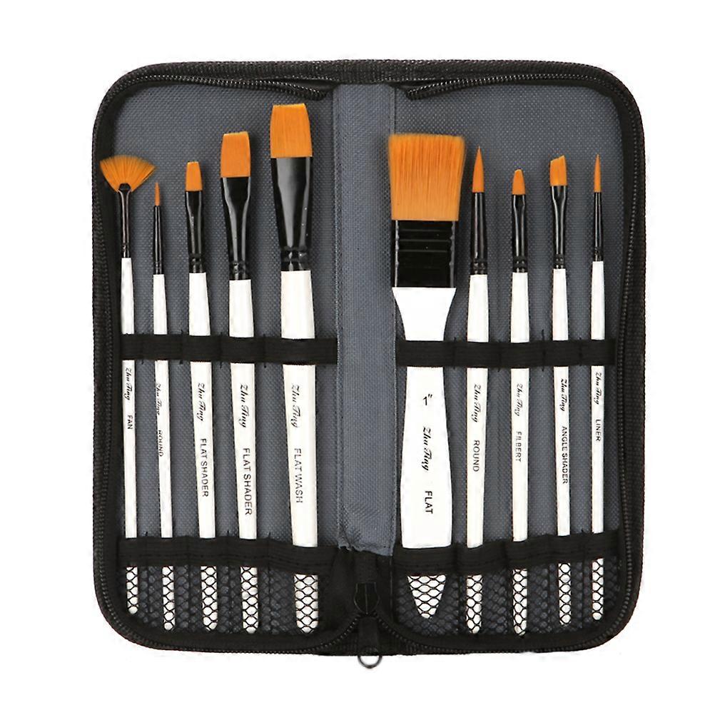 Paint Brushes With Case Streamlined Pen Body Professional Artists 10Pcs