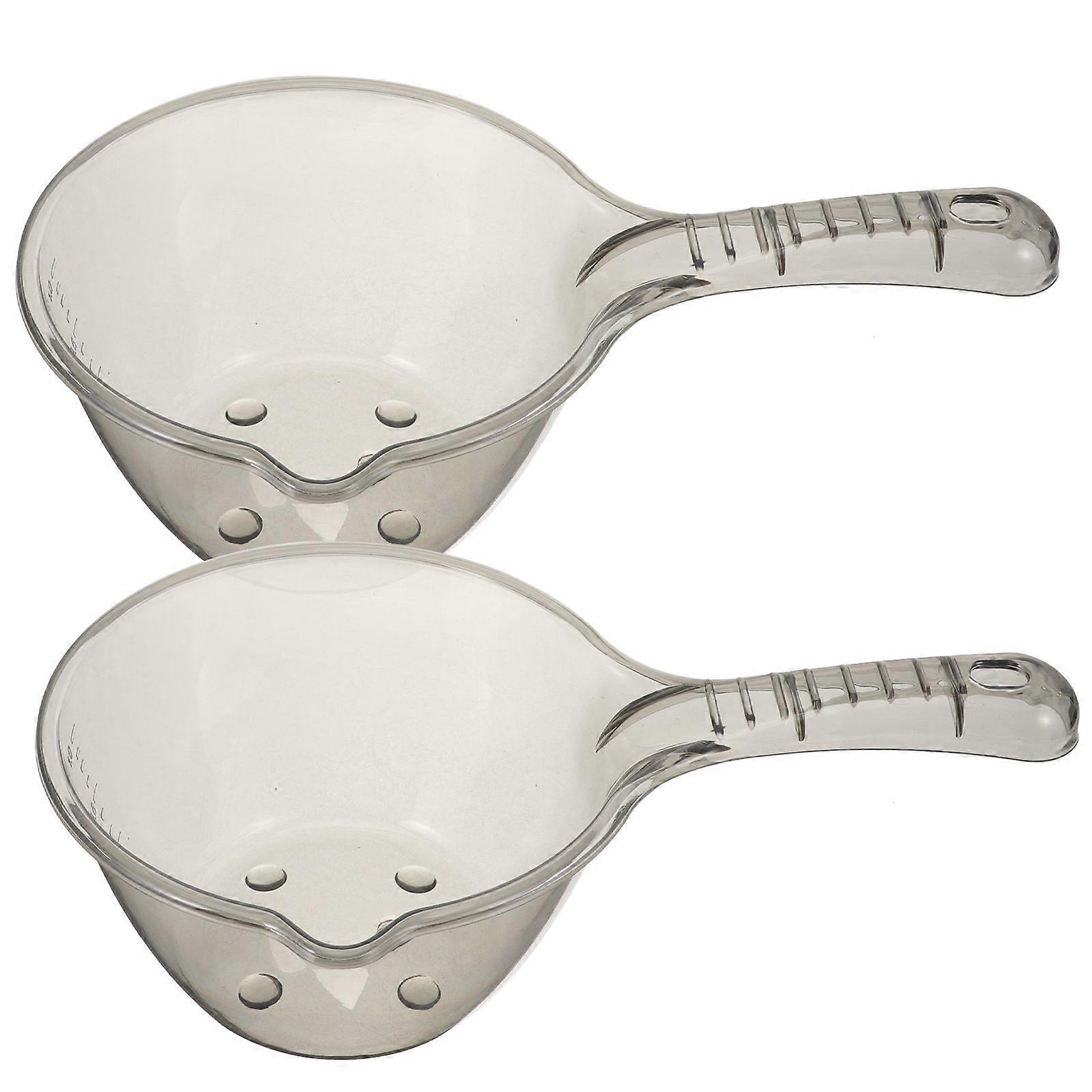Thickened Kitchen Water Ladle with Long Handle Multi Use Scoop for Bath, Vegetable Washing & Household Tasks Smoke Grey