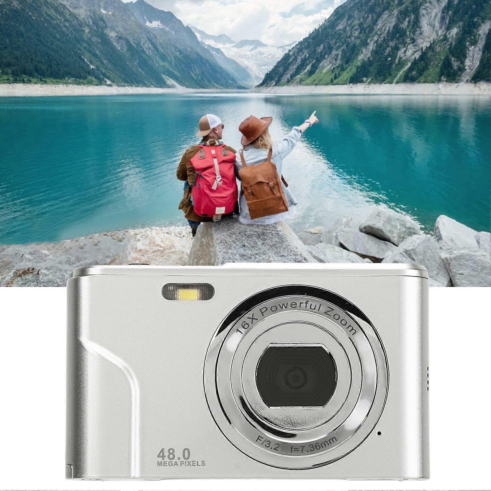 Câmera digital 48MP 16X Zoom 1080P HD 2,4 polegadas IPS Display Mini Câmera de bolso compacta