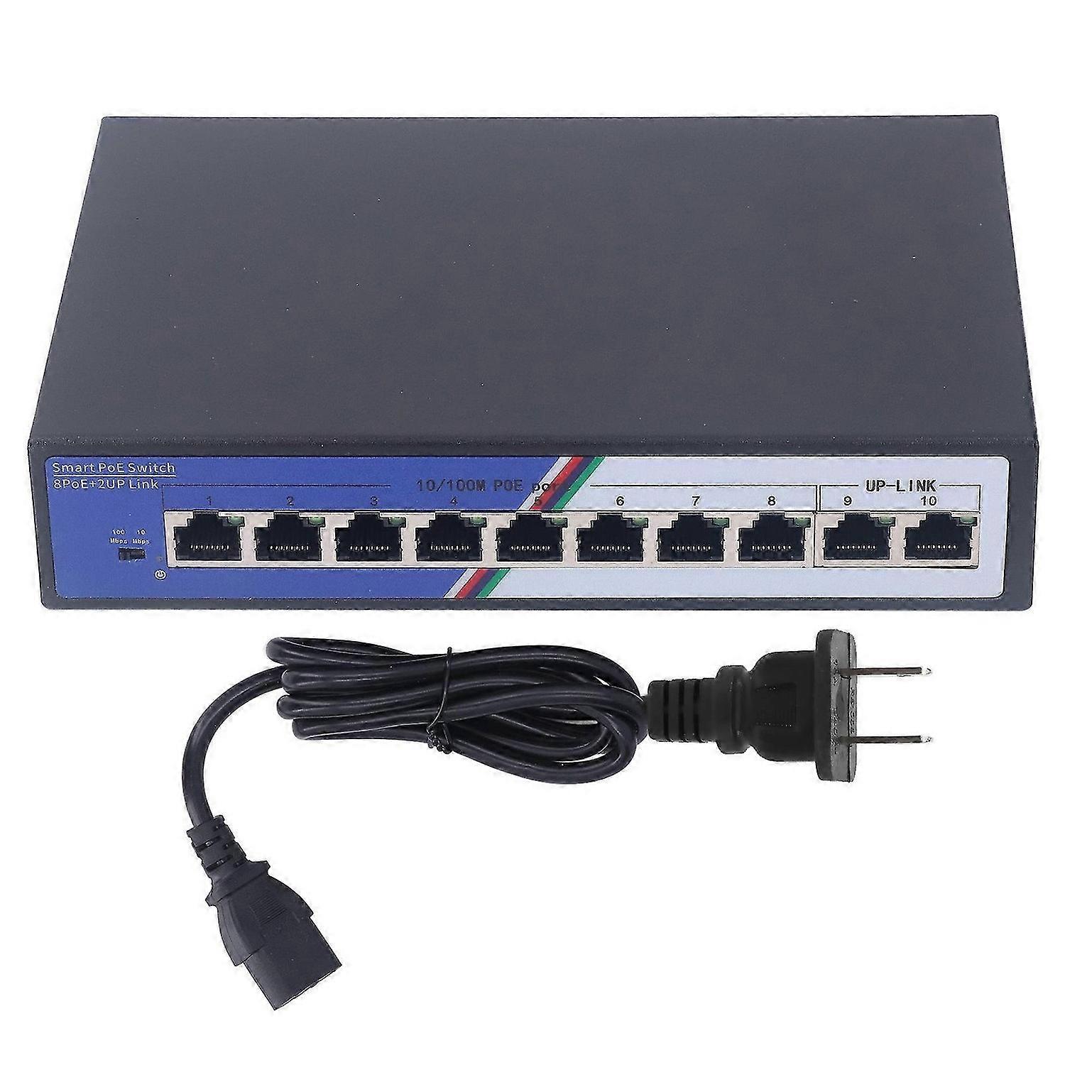 10 Port Gigabit POE Switch 2Gbps Ethernet Splitter Plug and Play Unmanaged Network Switch 100240V US Plug