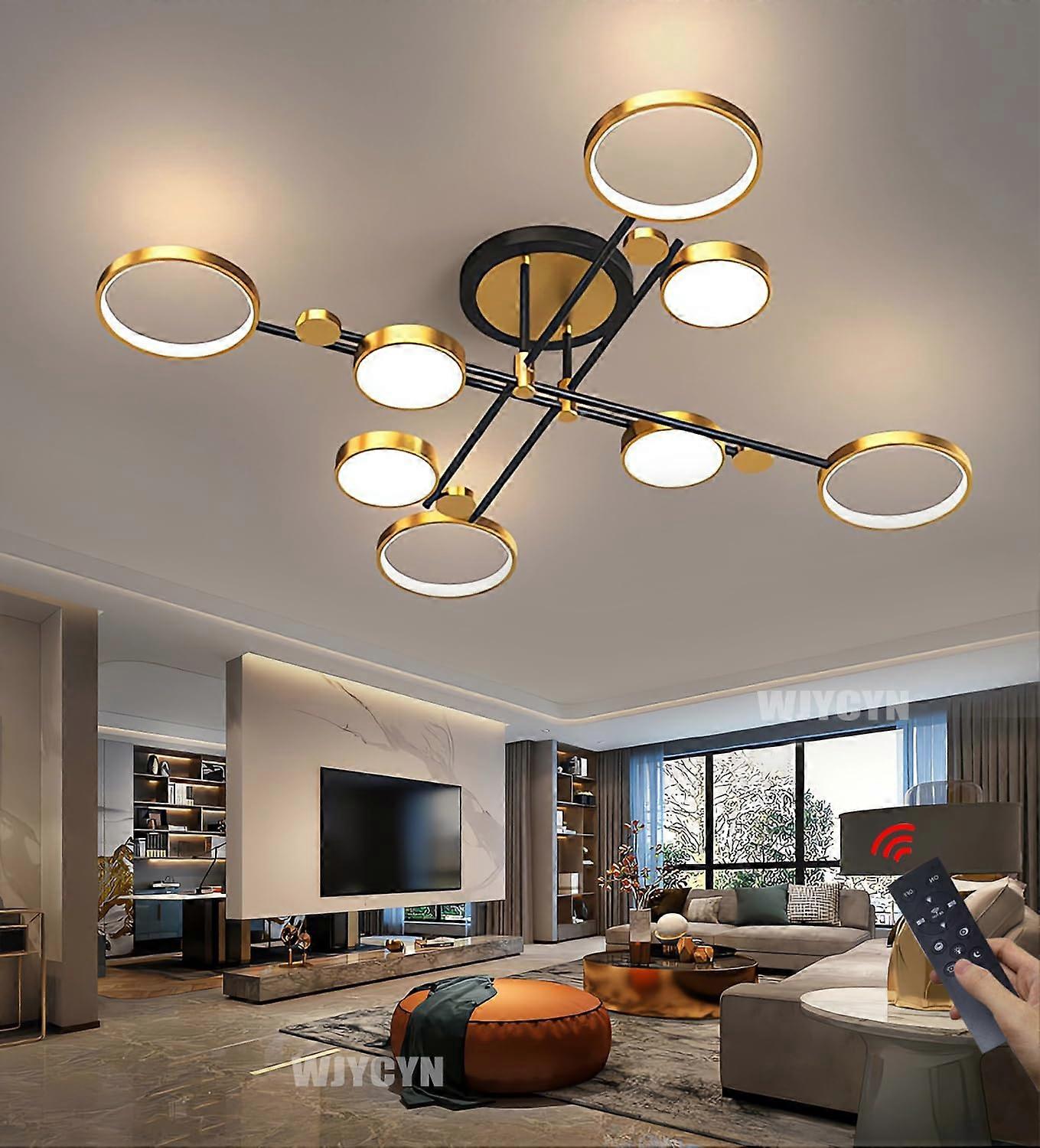 Modern Living Room Lamp LED Ceiling Light Dimmable with Remote Control (Gold)