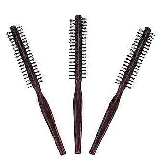 3pcs Wooden Round Hair Brush Cylinder Rolling Comb for Styling